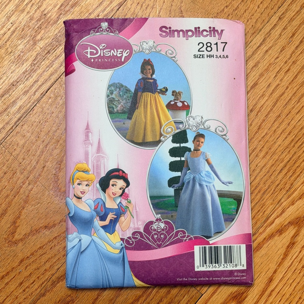 Uncut New Simplicity Disney Princess Snow White Cinderella Costume Pattern S 3-6